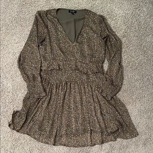 Jessica Simpson Olive and Gold Long Sleeve Dress